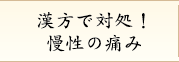 漢方で対処！慢性の痛み